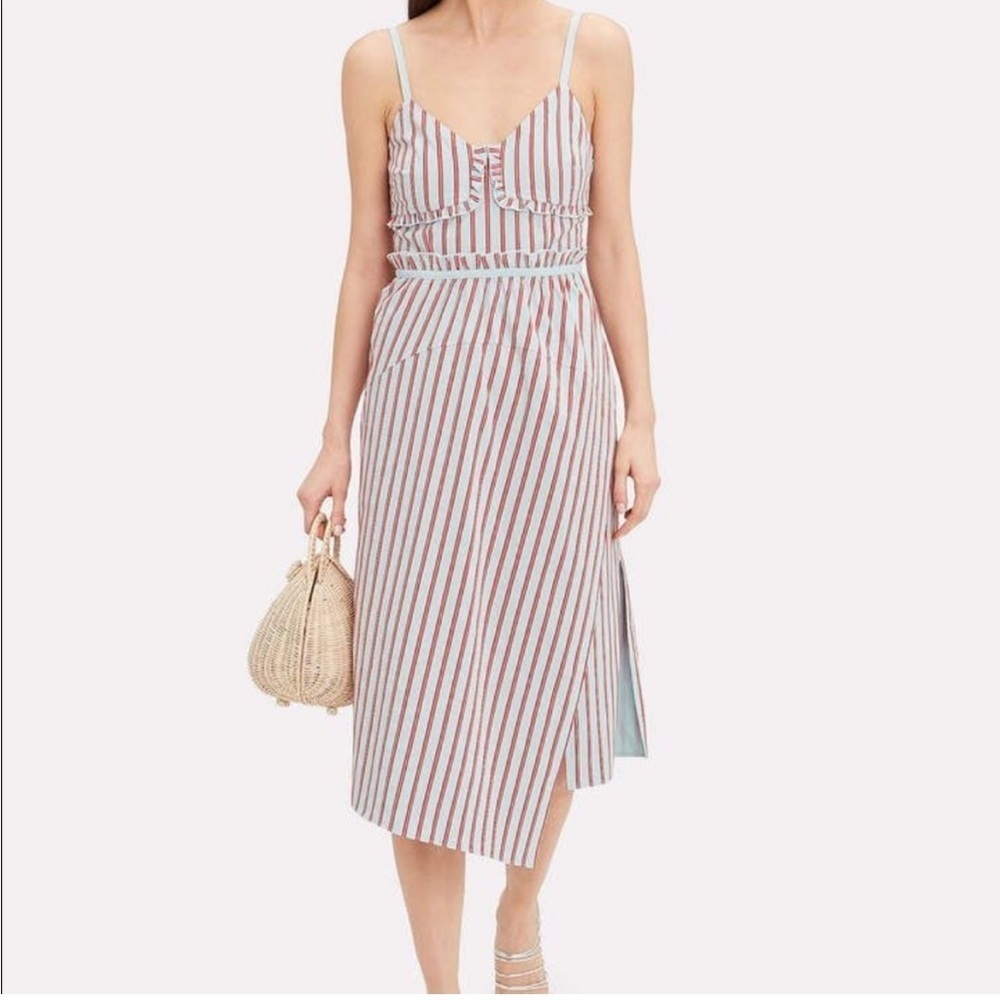 Derek Lam x 10 Crosby Ruffle Shirtdress Stripes Cami Dress Bustier Cotton Midi 6
